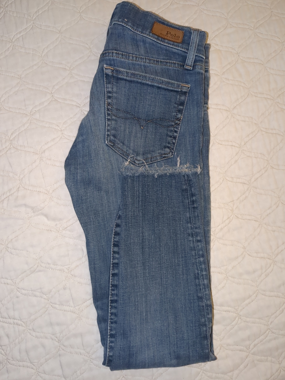 NEW ​Polo Ralph Lauren The Tompkins Skinny Crop Raw Hem Jeans Blue Size 26